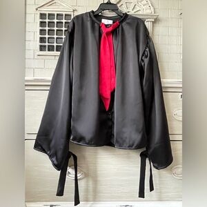 Joli Girl’s Black Kimono Style Top with Red Ribbon - Size 14